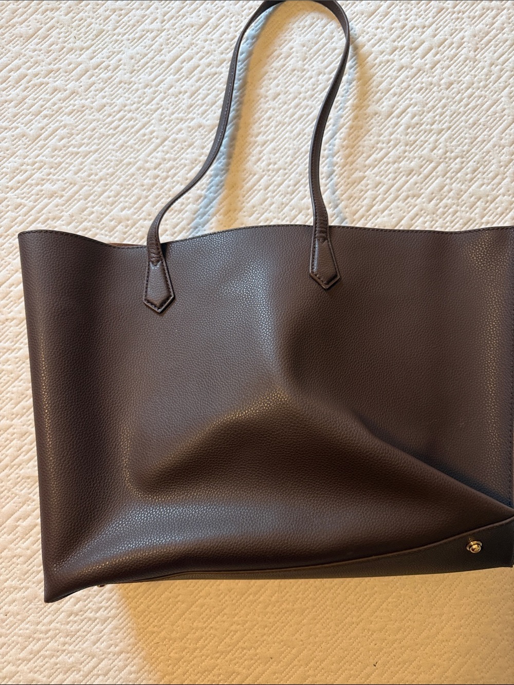 Quince Classic Dark Brown Leather laptop tote 16x12